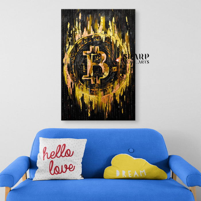 Bitcoin Gold Canvas Wall Art