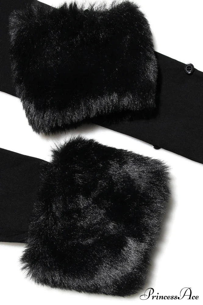 Black Faux Stylish Fur Trimmed Bustier