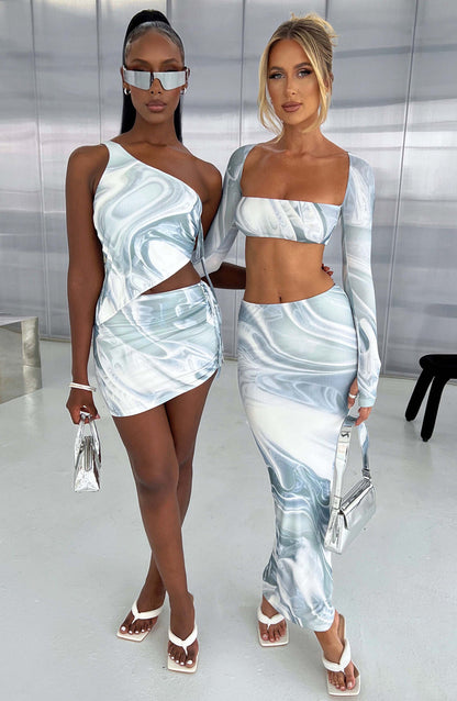 Blair Maxi Skirt - Grey Haze Print Skirt Babyboo Fashion Premium Exclusive Design