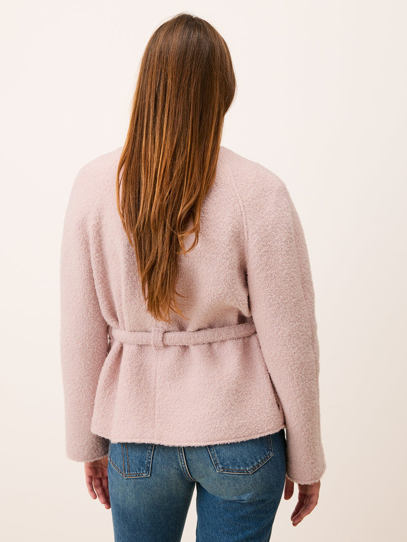 ANDREA ballerina pink bouclé jacket, back view by Rouje