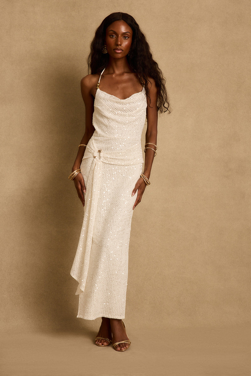 Bonita Ivory Sequin Maxi Dress
