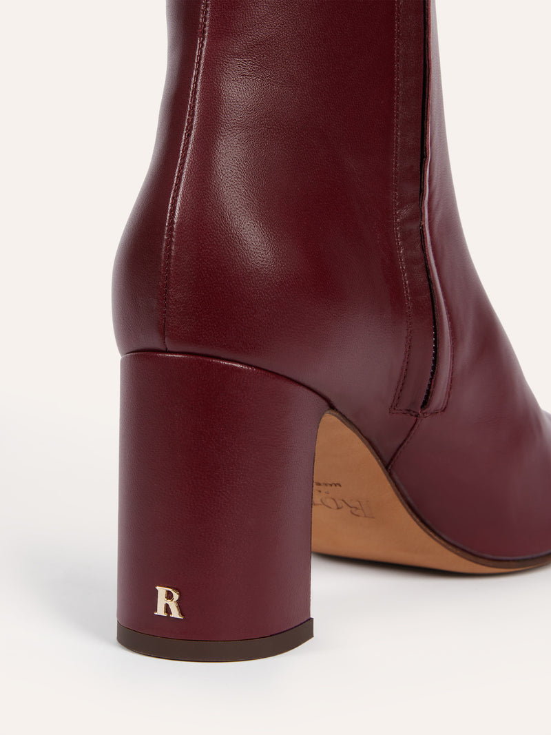 CLAUDIA burgundy leather ankle boots, flat packshot by Rouje