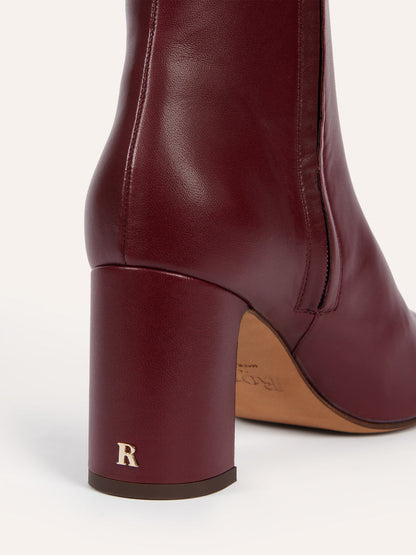 CLAUDIA burgundy leather ankle boots, flat packshot by Rouje