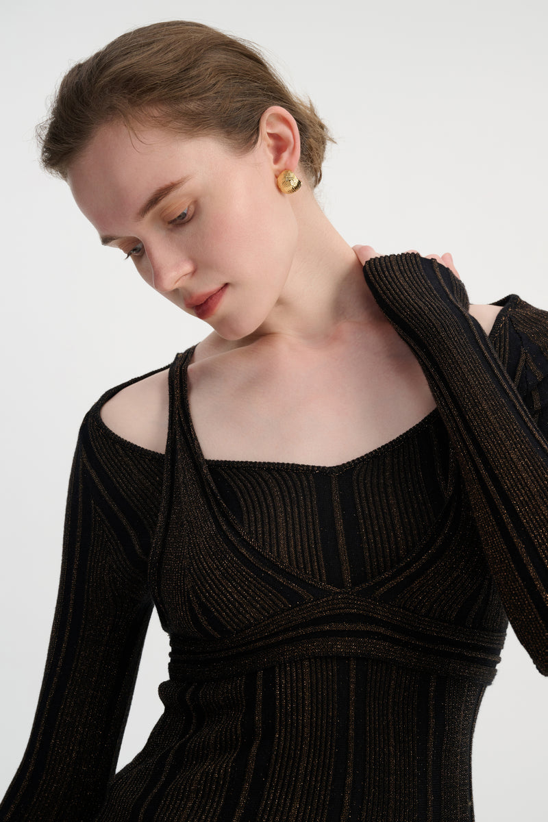 Bra-layered knit top