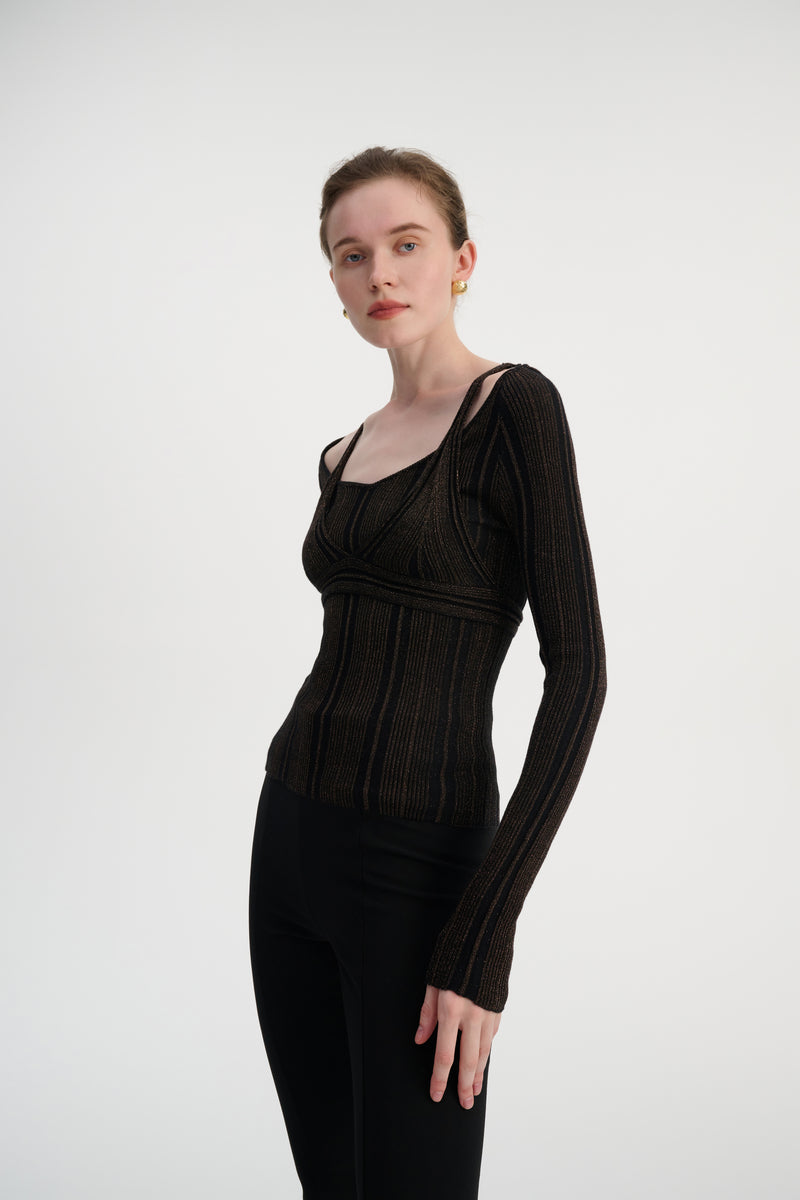 Bra-layered knit top