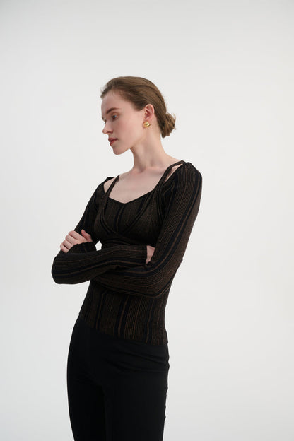 Bra-layered knit top