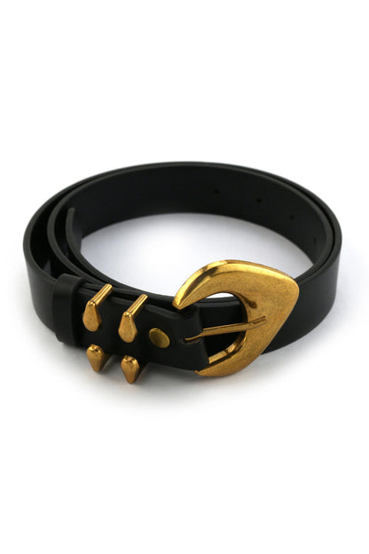 Bradbury Black and Gold Vegan Leather Belt paired with complementary accessories for a polished look.