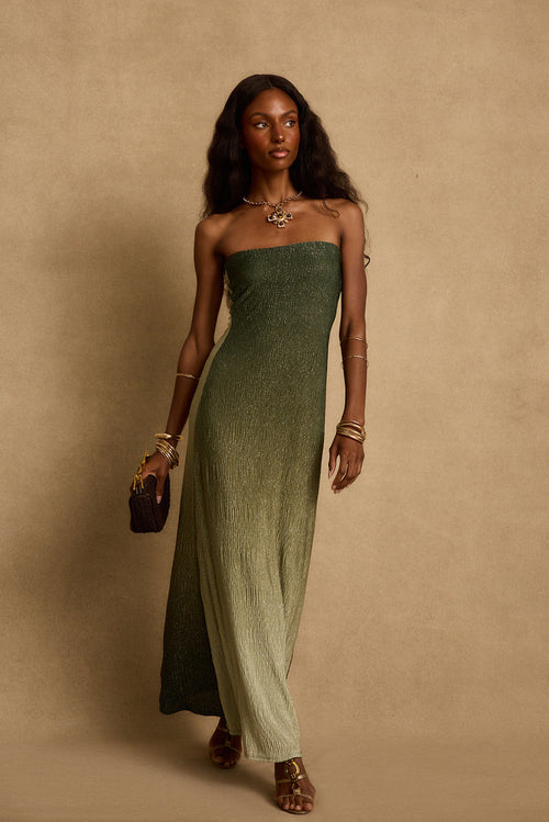 Brianna Sage Ombre Strapless Maxi Dress