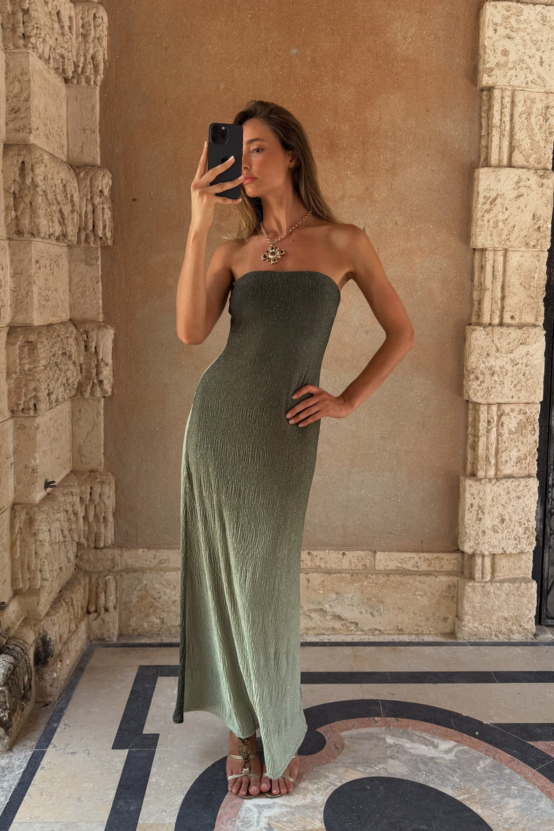Brianna Sage Ombre Strapless Maxi Dress