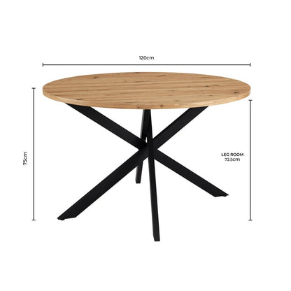 Brooke Round 4 - 6 Seater Dining Table - Black/Wood - DUSK
