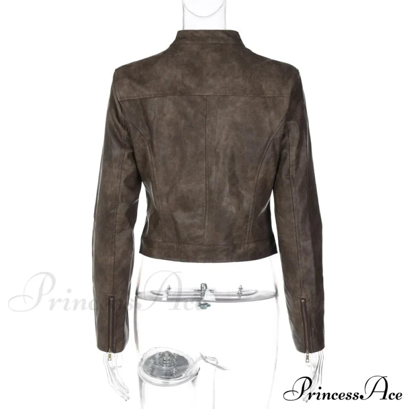 Brown Biker Stylish Faux Leather Jacket