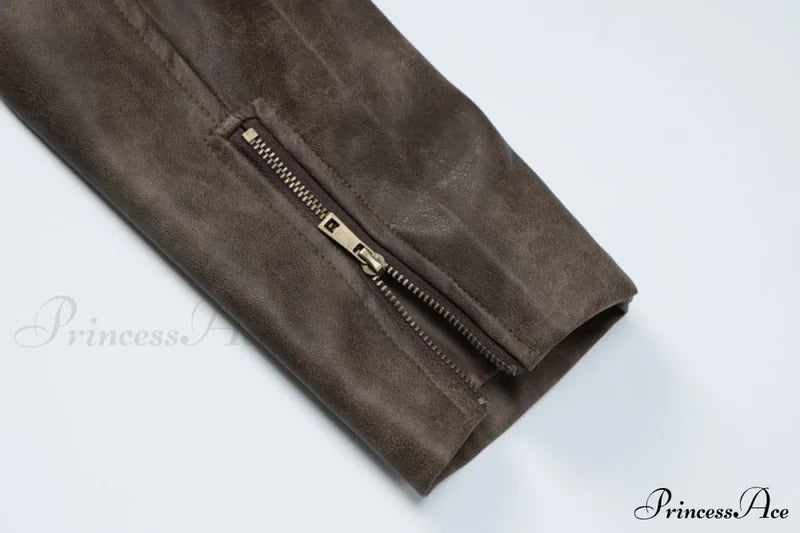 Brown Biker Stylish Faux Leather Jacket