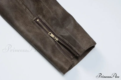 Brown Biker Stylish Faux Leather Jacket