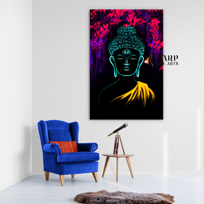 Buddha Neon Canvas Wall Art