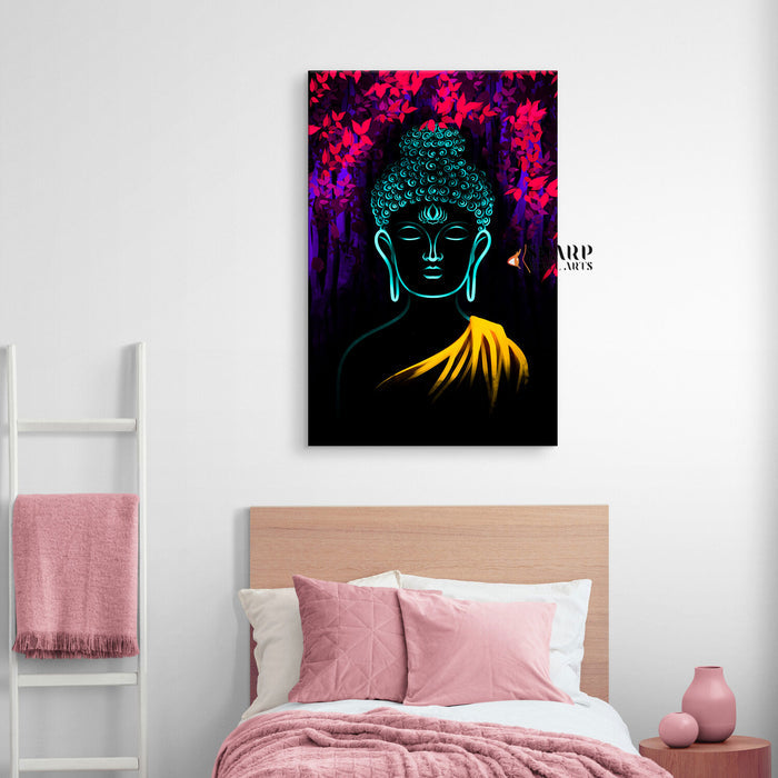 Buddha Neon Canvas Wall Art