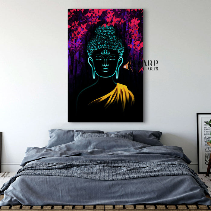 Buddha Neon Canvas Wall Art
