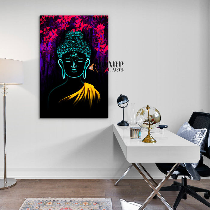 Buddha Neon Canvas Wall Art