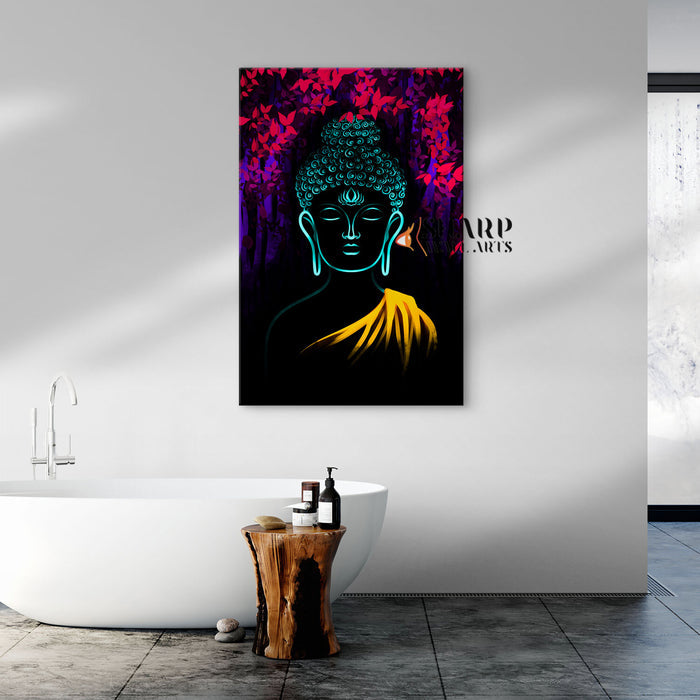 Buddha Neon Canvas Wall Art