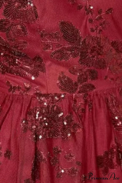 Burgundy Sequins Stylish Backless Mini Dress