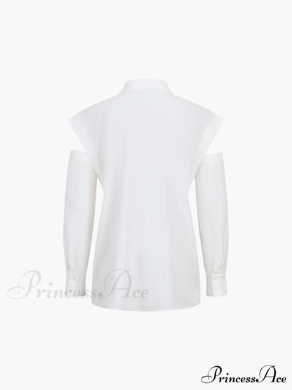 Button Down Cutout Trendy Long Sleeve Shirt Shirts