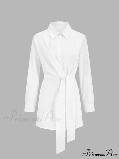 Button Down Graceful Tied Long Shirt Shirts