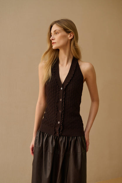 Button-up halter vest
