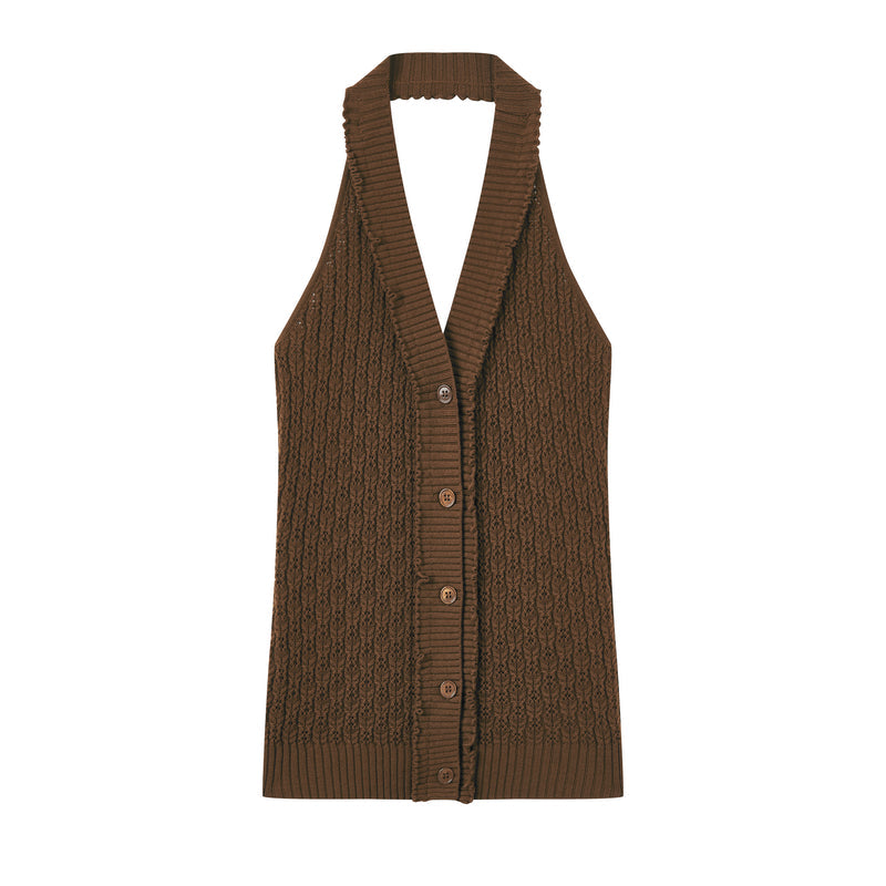 Button-up halter vest