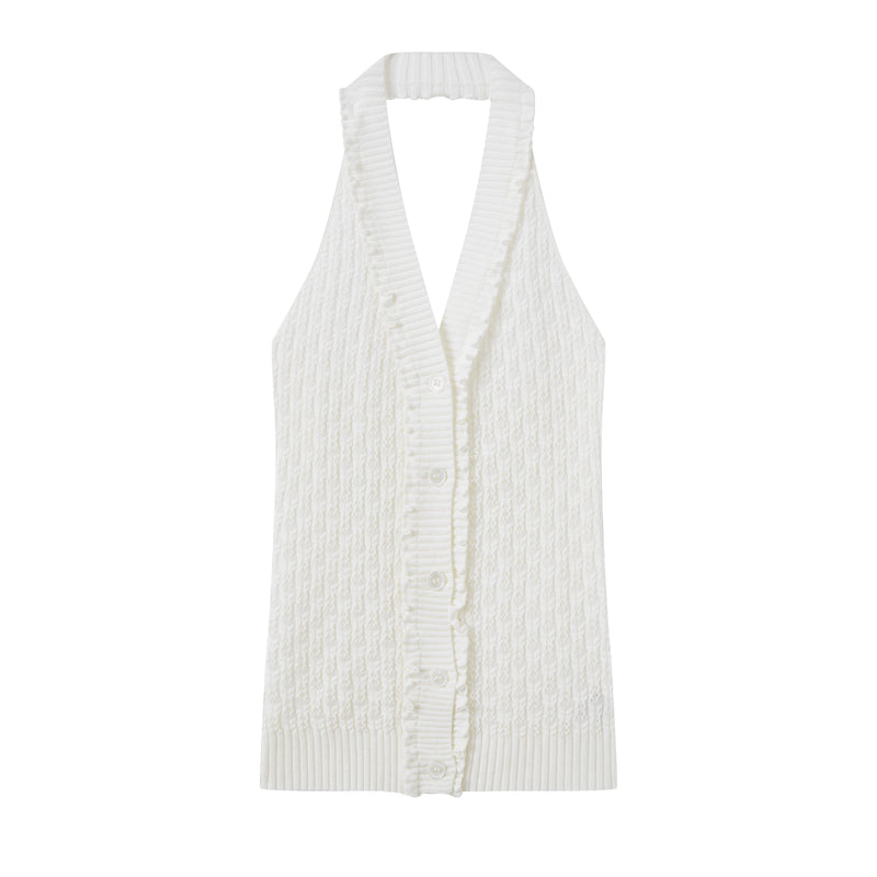 Button-up halter vest