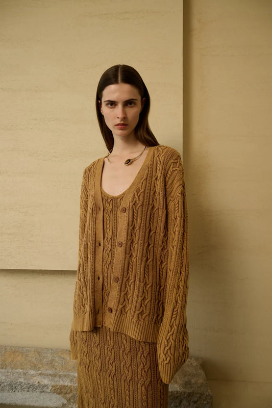Cable knit cardigan