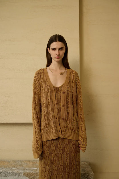 Cable knit cardigan