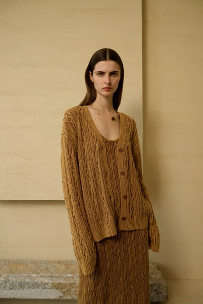 Cable knit cardigan