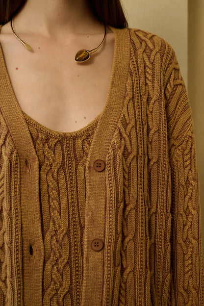 Cable knit cardigan