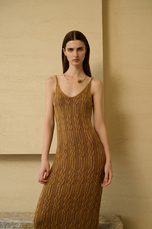 Cable knit midi dress