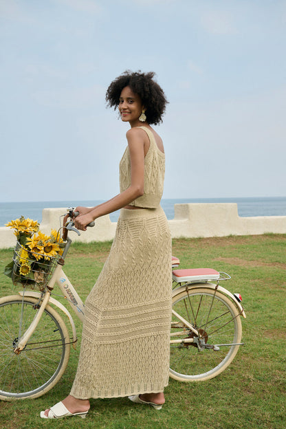 Cable knit vest & maxi skirt