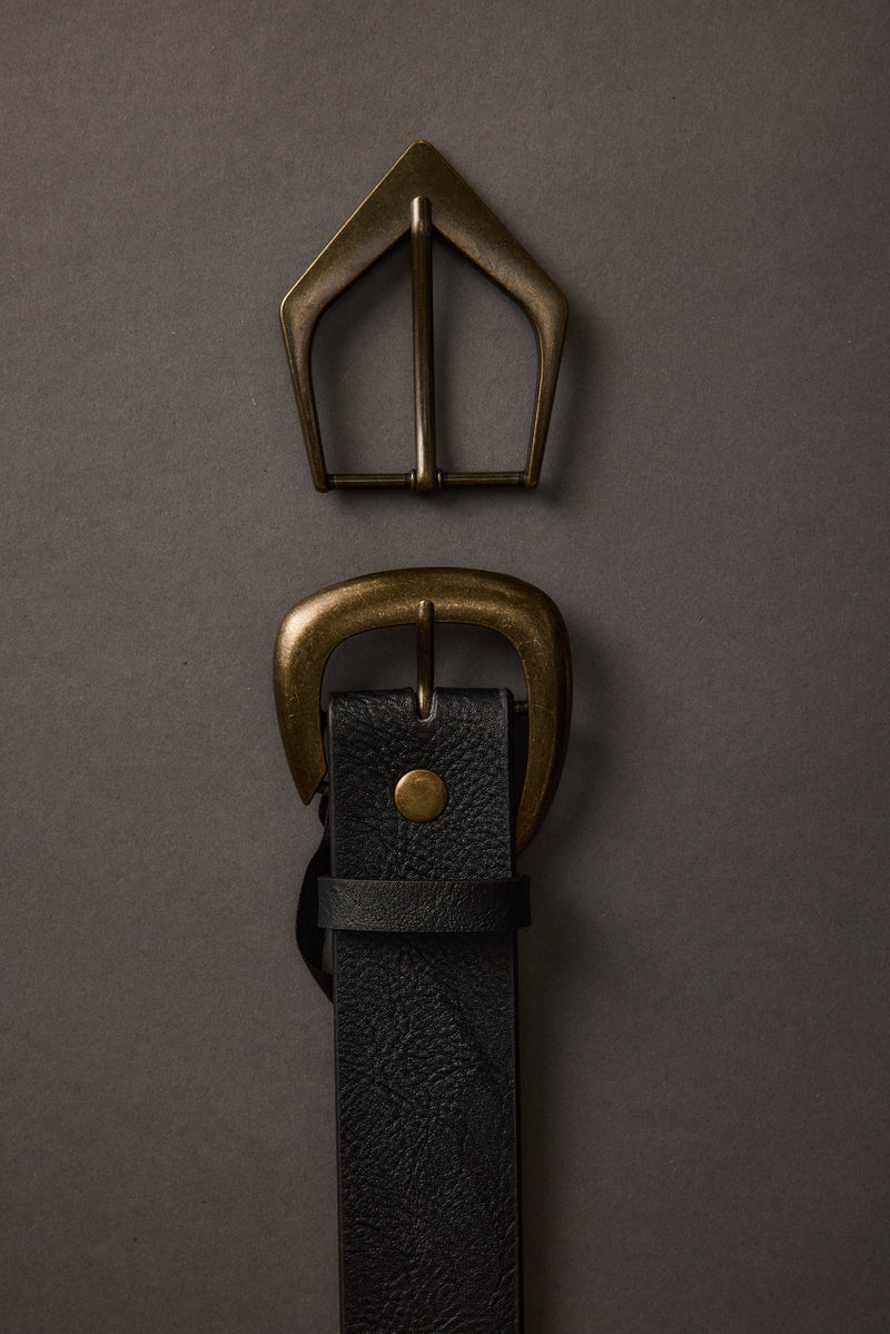 Alternate view of the black belt showing the design and craftsmanship.