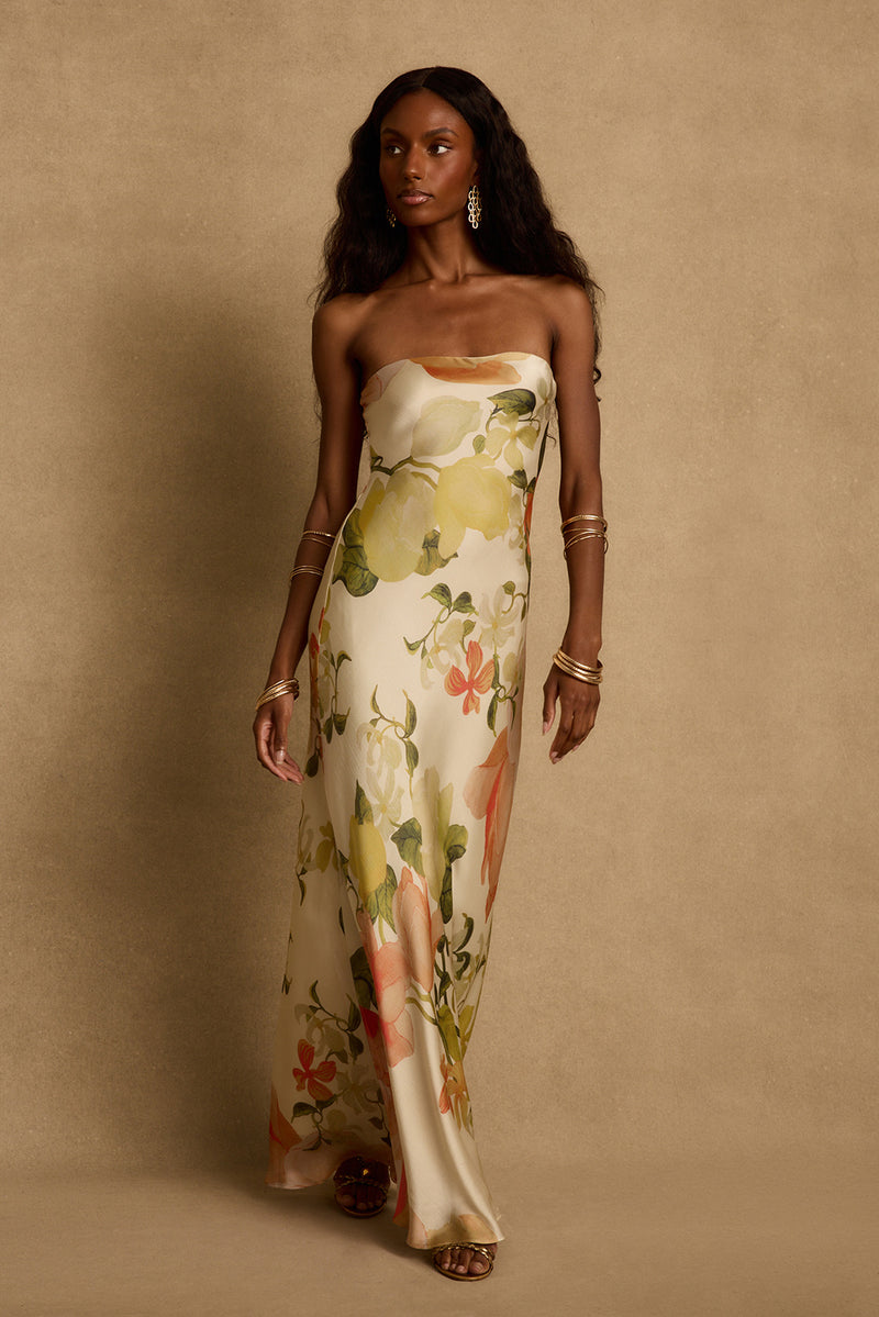 Camille Floral Strapless Maxi Dress