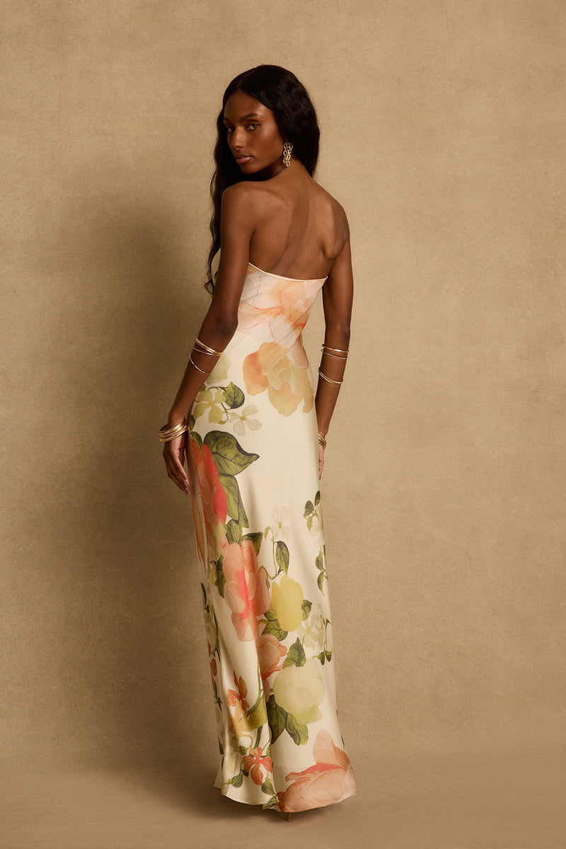 Camille Floral Strapless Maxi Dress