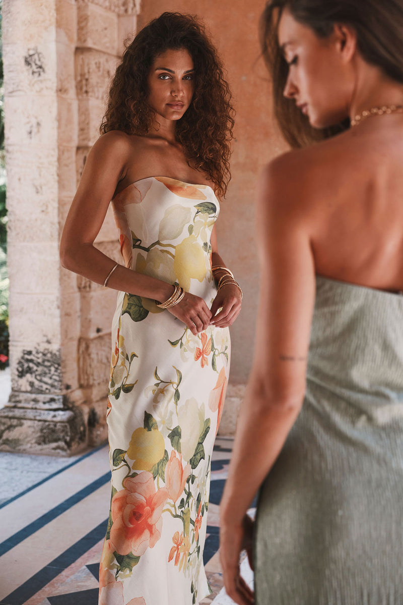 Camille Floral Strapless Maxi Dress