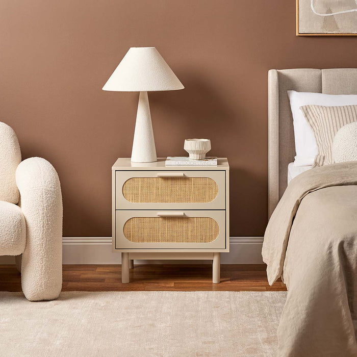 Canyon Two Drawer Bedside Table - Beige/Natural