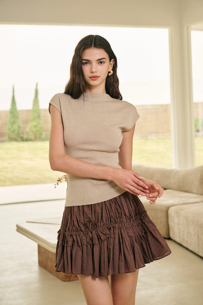 Cap sleeve wool top