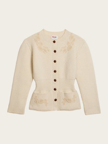 Atlas ecru embroidered cardigan, flat packshot
