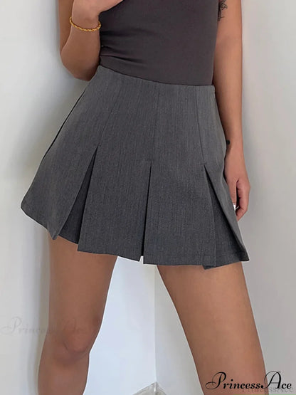 Casual Pleated Graceful Hem Mini Skort Skirts