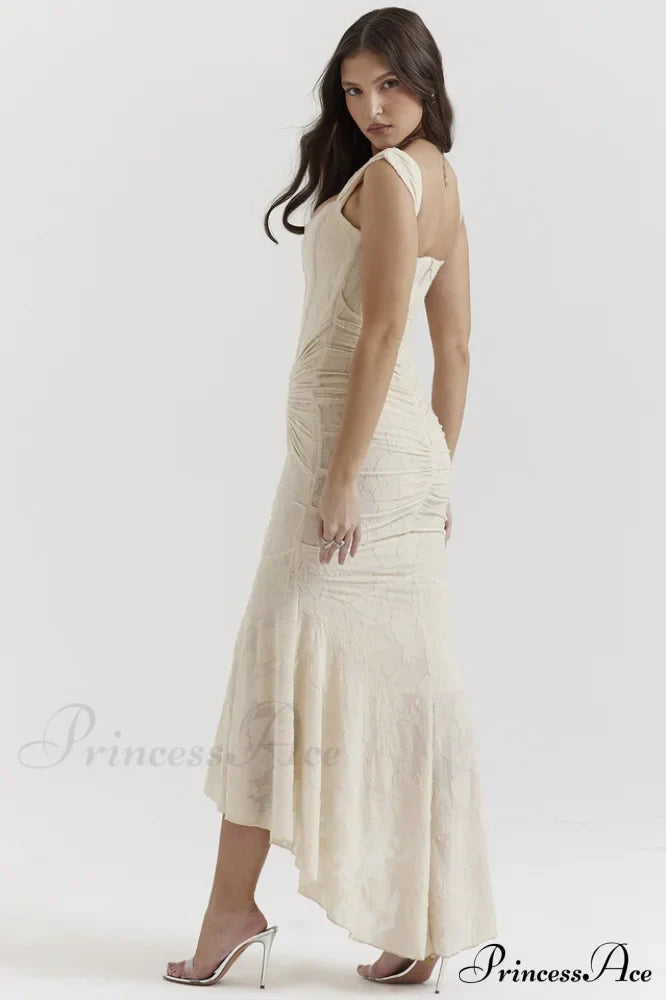Cesca Retro Cream Charming White Floral Maxi Dress