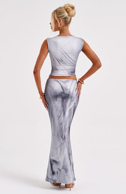 Charmayne Maxi Skirt - Grey Body Print Skirt Babyboo Fashion Premium Exclusive Design