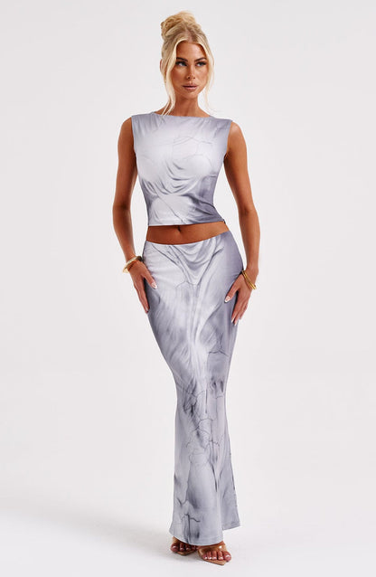 Charmayne Top - Grey Body Print Tops Babyboo Fashion Premium Exclusive Design