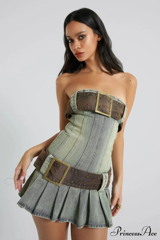 Chelsea Denim Kilt Mini Dress | Dress In Beauty