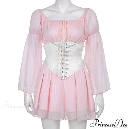 Chiffon Detachable Corset Puff Sleeve Mini Dresses Free From Label