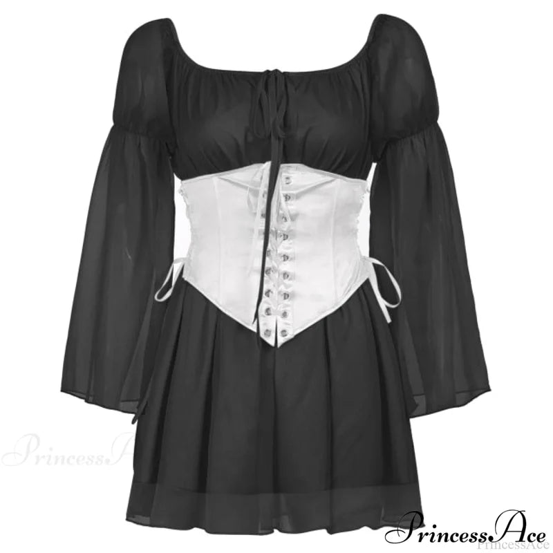 Chiffon Detachable Corset Puff Sleeve Mini Dresses Free From Label