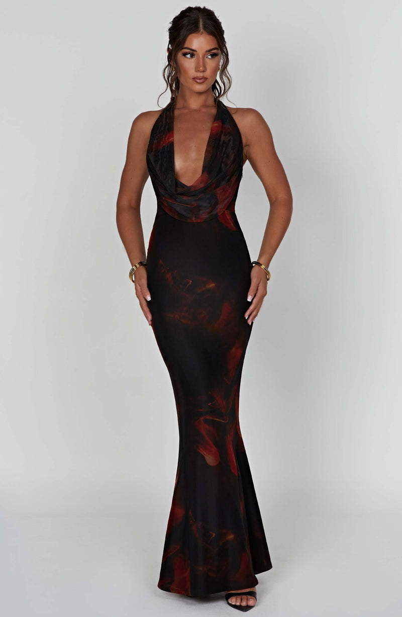 Chrishelle Maxi Dress - Fire Print Dress Babyboo Fashion Premium Exclusive Design