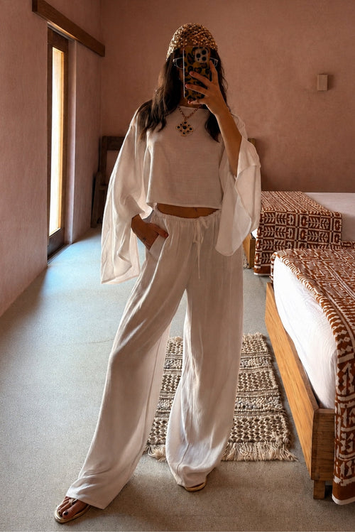 Clear Breeze White Linen Pants